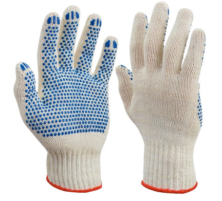 перчатки ХБ с ПВХ точками